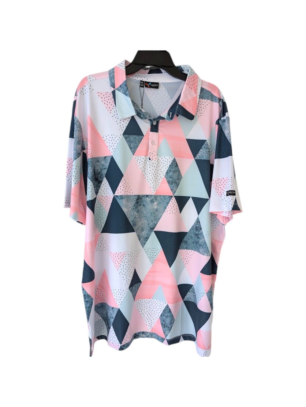 NWT Yatta Golf 2XL Polo Shirt Birdie Dropper Geometric Performance Pink 24.5x32
